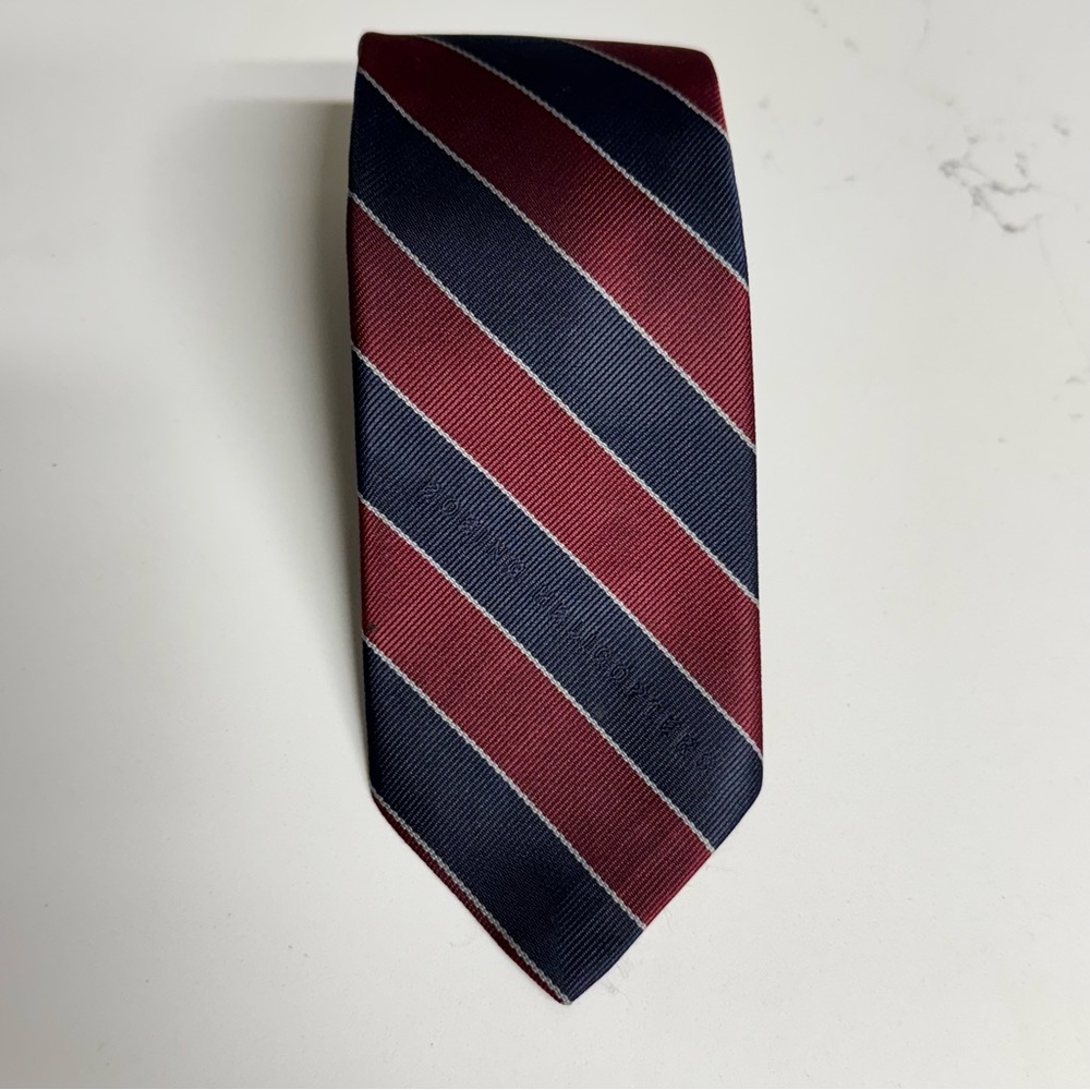 Vintage BOEING COMPANY Presented Helicopter Neck Tie 58" Red Blue Stripe